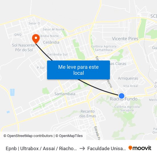 Epnb | Ultrabox / Assaí / Riacho Mall to Faculdade Unisaber map