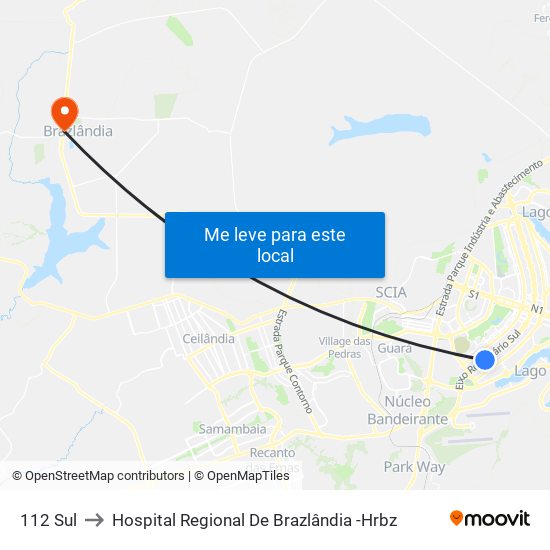 112 Sul to Hospital Regional De Brazlândia -Hrbz map