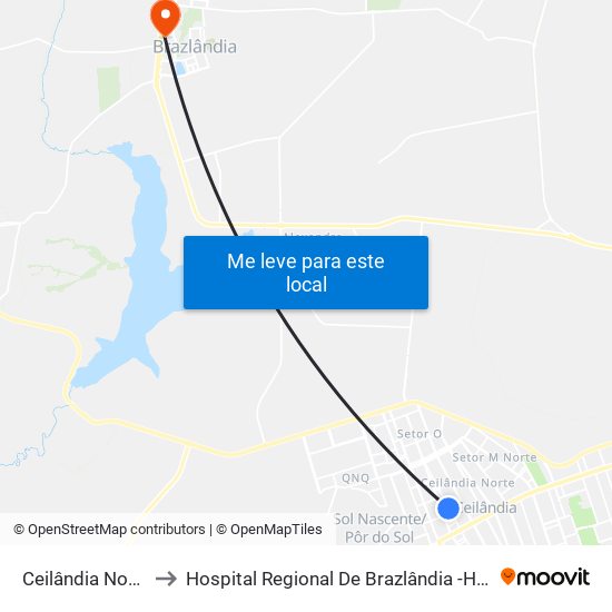 Ceilândia Norte to Hospital Regional De Brazlândia -Hrbz map