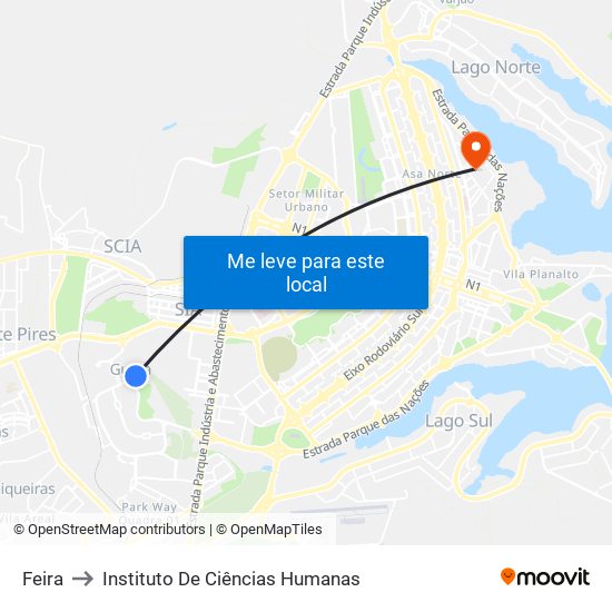 Feira to Instituto De Ciências Humanas map