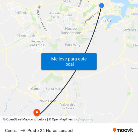 Central to Posto 24 Horas Lunabel map