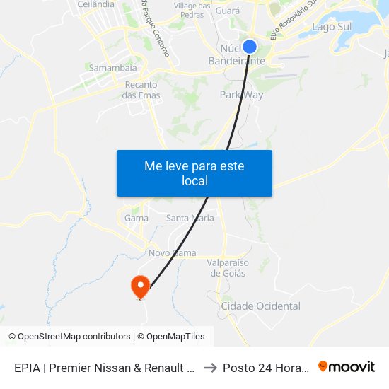EPIA Sul | Premier Nissan & Renault / Motel Park Way to Posto 24 Horas Lunabel map