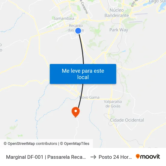 Marginal DF-001 | Passarela Recanto-Riacho II (Recanto) to Posto 24 Horas Lunabel map