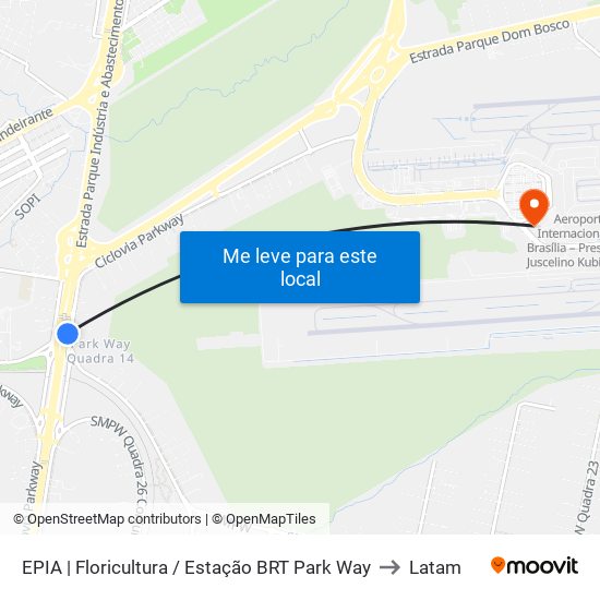 EPIA | Floricultura / Estação BRT Park Way to Latam map