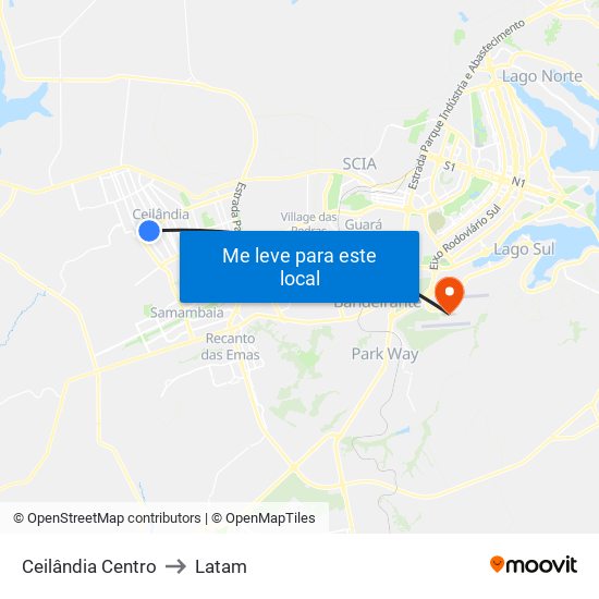 Ceilândia Centro to Latam map
