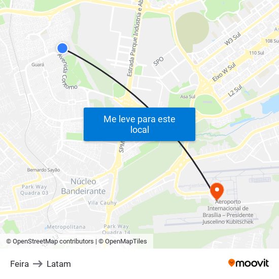 Feira to Latam map