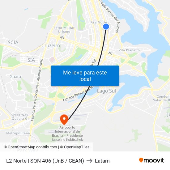 L2 Norte | Sqn 406 (Unb / Odonto Hub) to Latam map