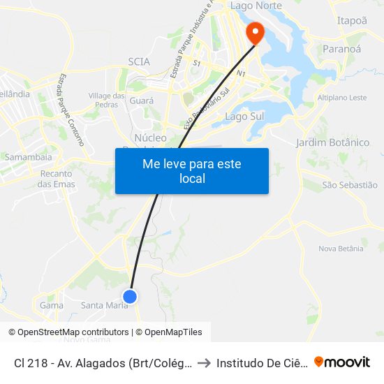 Cl 218 - Av. Alagados (Brt/Colégio Santa Maria/N.S.Aparecida) to Institudo De Ciências Biológicas map