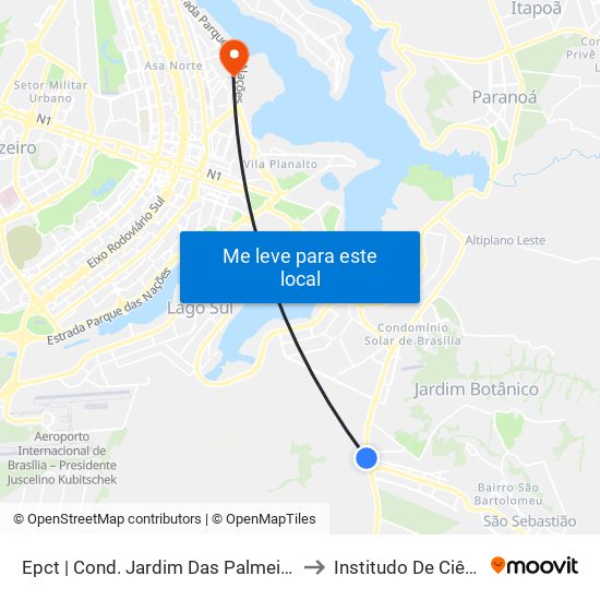 Epct | Cond. Jardim Das Palmeiras (Sentido São Sebastião) to Institudo De Ciências Biológicas map