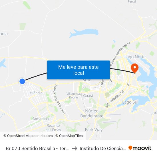 Br 070 Sentido Brasília - Terminal Do Setor O to Institudo De Ciências Biológicas map