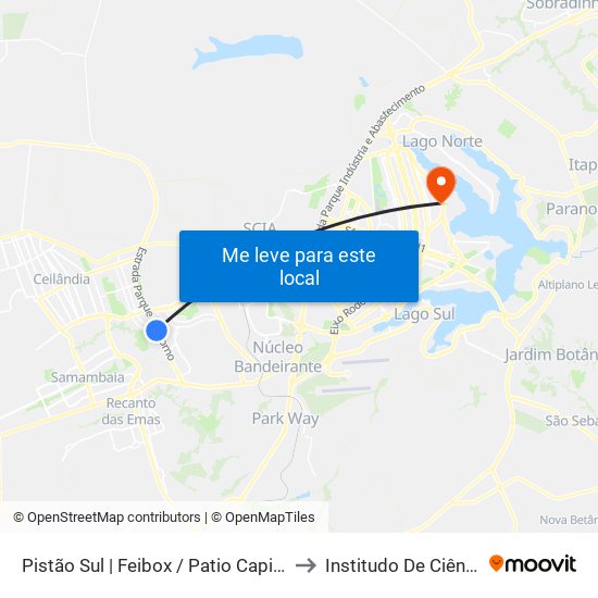Pistão Sul | Feibox / Patio Capital / Assaí / Leroy Merlin to Institudo De Ciências Biológicas map