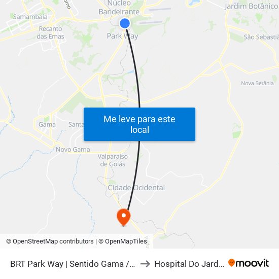 BRT Park Way | Sentido Gama / Santa Maria to Hospital Do Jardim Ingá map