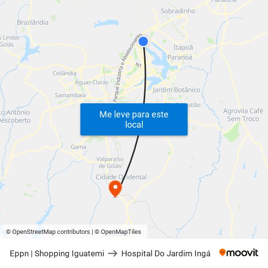 Eppn | Shopping Iguatemi to Hospital Do Jardim Ingá map