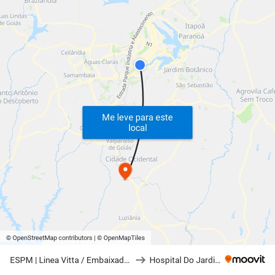 Sps | Linea Vitta to Hospital Do Jardim Ingá map