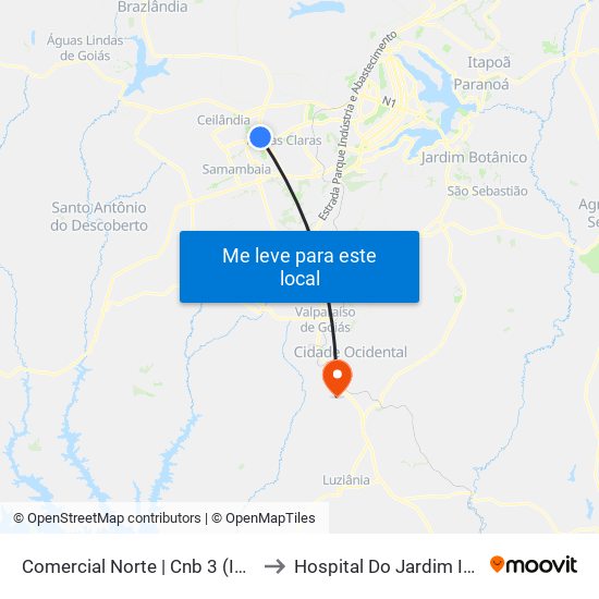 Comercial Norte | Cnb 3 (Inss) to Hospital Do Jardim Ingá map