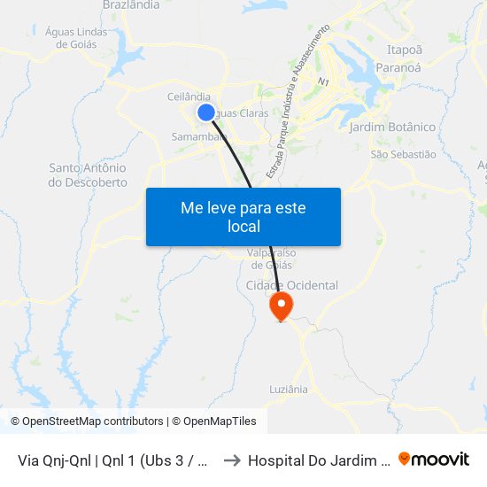 Via Qnj-Qnl | Qnl 1 (Ubs 3 / Ced 6) to Hospital Do Jardim Ingá map
