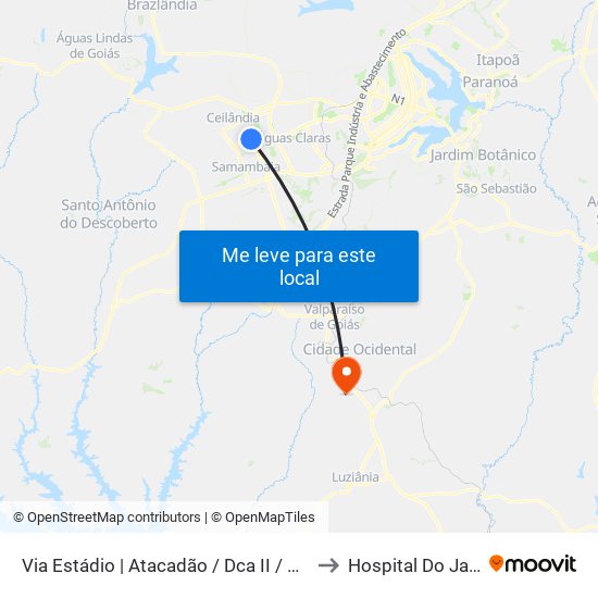 Via Estádio | Atacadão / Dca II / Rodoviária / Estádio to Hospital Do Jardim Ingá map