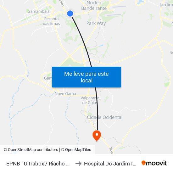 Epnb | Ultrabox / Assaí / Riacho Mall to Hospital Do Jardim Ingá map