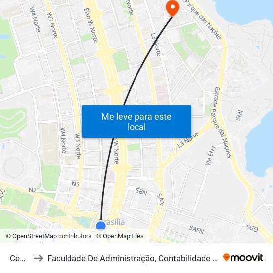 Central to Faculdade De Administração, Contabilidade E Economia (Face) map