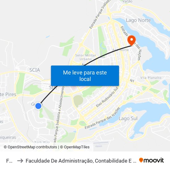 Feira to Faculdade De Administração, Contabilidade E Economia (Face) map