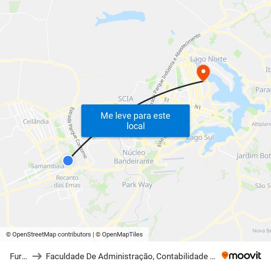 Furnas to Faculdade De Administração, Contabilidade E Economia (Face) map