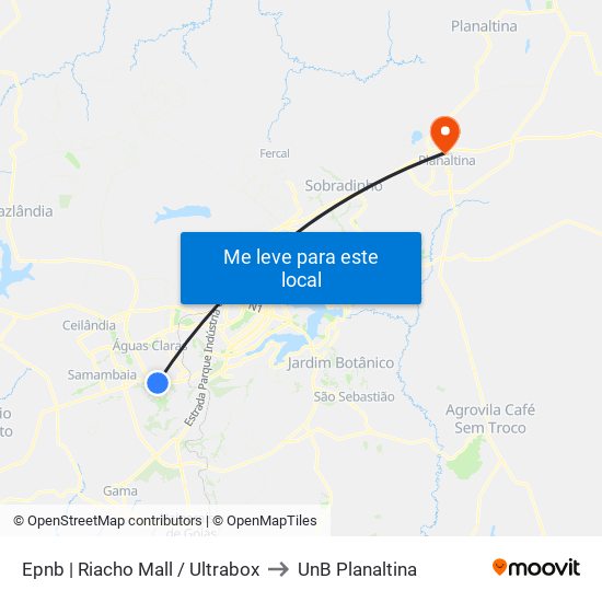 Epnb | Riacho Mall / Ultrabox to UnB Planaltina map