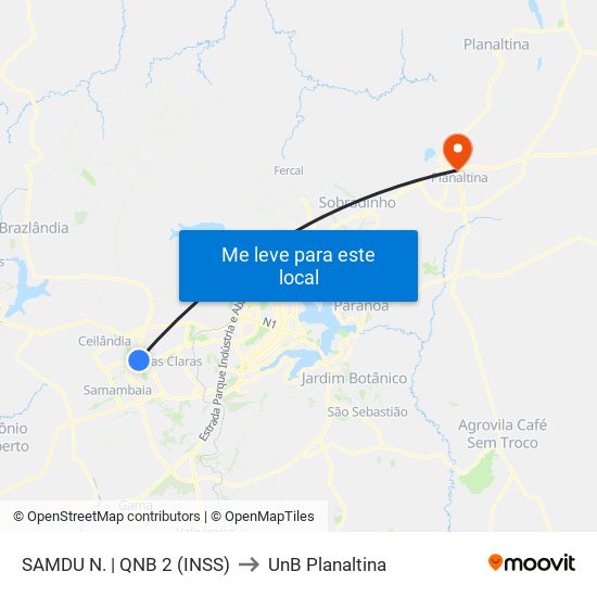 Samdu Norte | Qnb 2 (Inss) to UnB Planaltina map