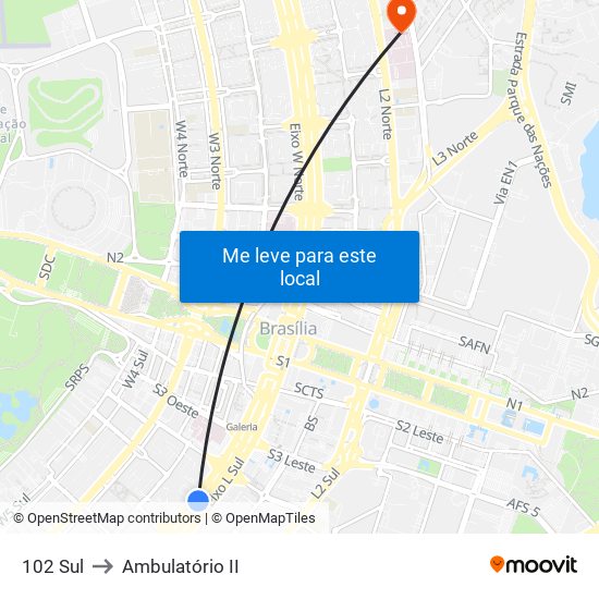 102 Sul to Ambulatório II map