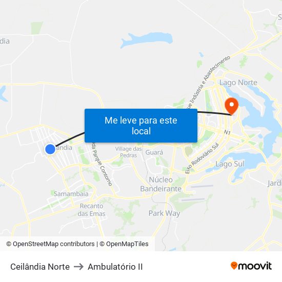 Ceilândia Norte to Ambulatório II map