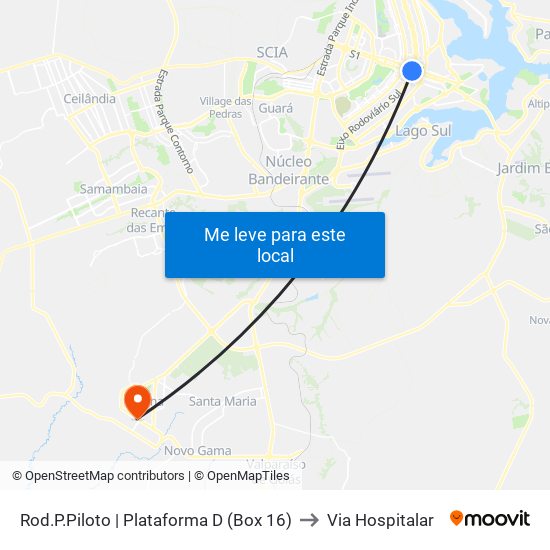 Rod.P.Piloto | Plataforma D (Box 16) to Via Hospitalar map