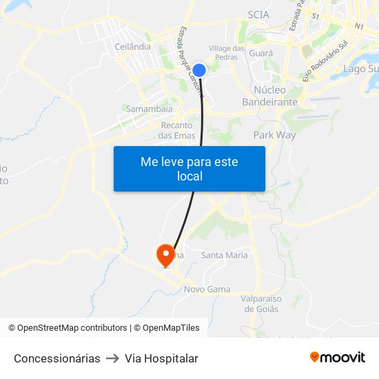 Concessionárias to Via Hospitalar map