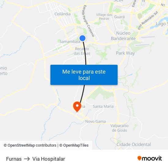 Furnas to Via Hospitalar map