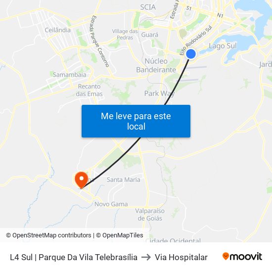 L4 Sul | Parque Da Vila Telebrasília to Via Hospitalar map