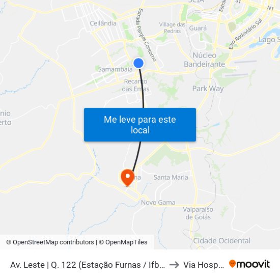 Av. Leste | Q. 122 (Estação Furnas / Ifb / Sest-Senat) to Via Hospitalar map