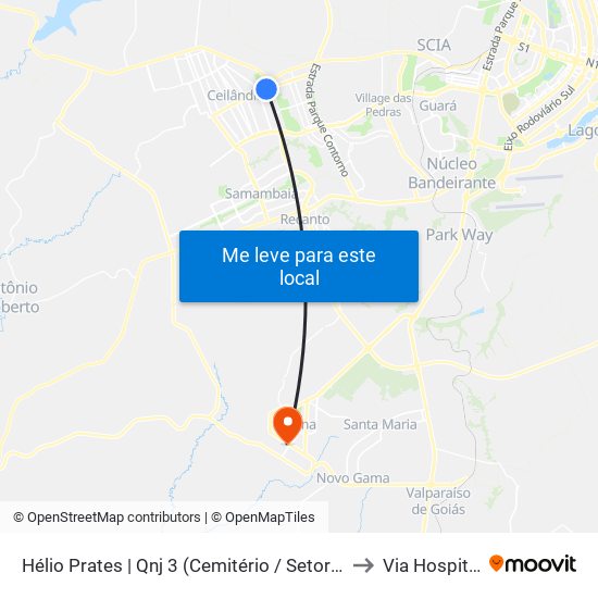 Hélio Prates | Qnj 3 (Cemitério / Setor H Norte) to Via Hospitalar map