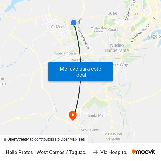 Hélio Prates | West Carnes / Taguacenter to Via Hospitalar map