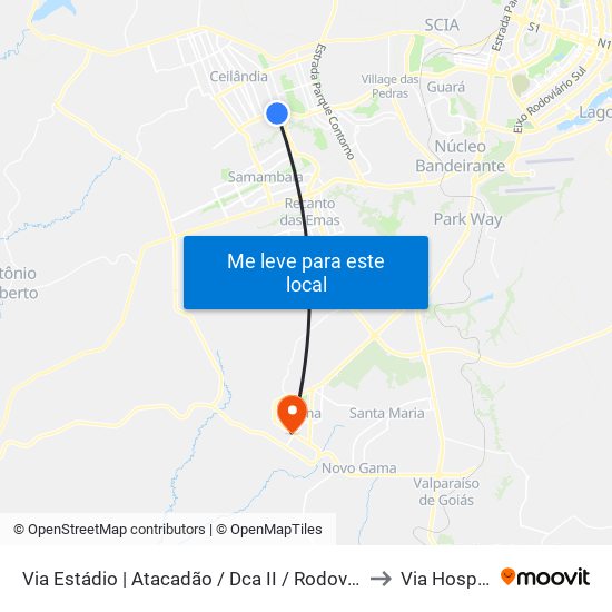 Via Estádio | Atacadão / Dca II / Rodoviária / Estádio to Via Hospitalar map