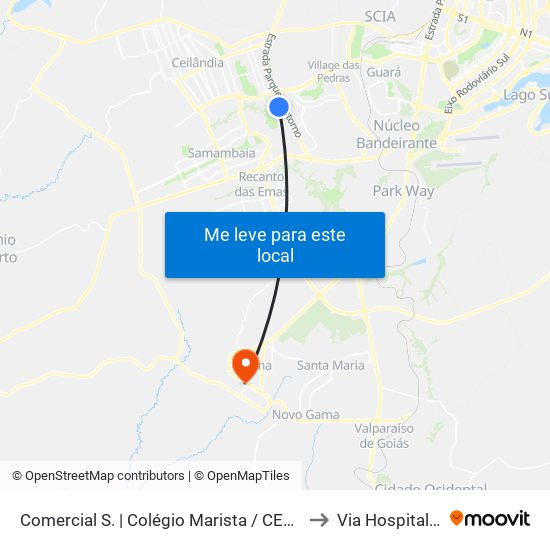 Comercial Sul | Colégio Marista / Ced 2 to Via Hospitalar map