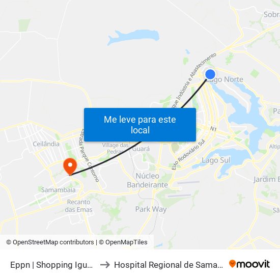 Eppn | Shopping Iguatemi to Hospital Regional de Samambaia map