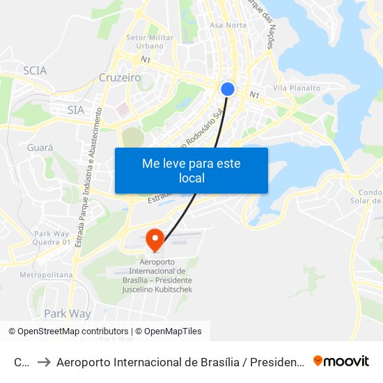 Central to Aeroporto Internacional de Brasília / Presidente Juscelino Kubitschek (BSB) (Aeroporto Internaciona map