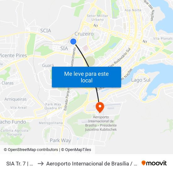 Sia | Feira Dos Importados to Aeroporto Internacional de Brasília / Presidente Juscelino Kubitschek (BSB) (Aeroporto Internaciona map