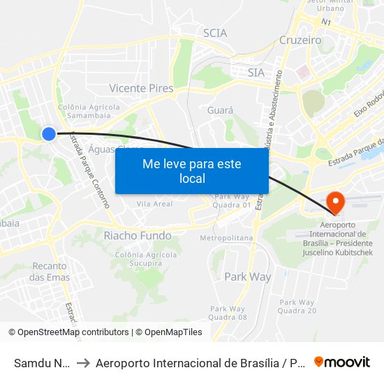 Samdu Norte | Qnb 2 (Inss) to Aeroporto Internacional de Brasília / Presidente Juscelino Kubitschek (BSB) (Aeroporto Internaciona map