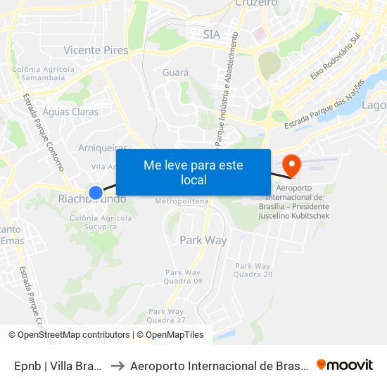 Epnb | Villa Brasil / Fogo Campeiro / Sim Sem Hora to Aeroporto Internacional de Brasília / Presidente Juscelino Kubitschek (BSB) (Aeroporto Internaciona map
