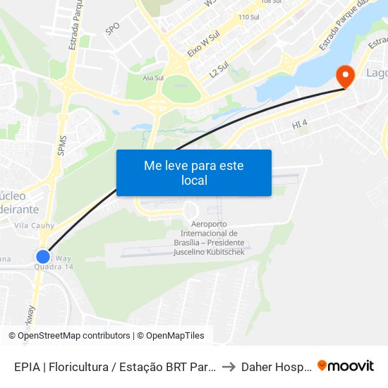 Epia Sul | Floricultura / Estação Brt Park Way to Daher Hospital map