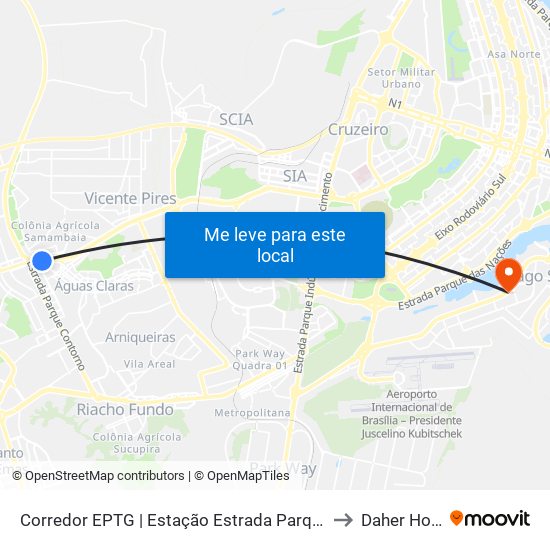 Corredor Eptg | Estação Estrada Parque (Sentido Tag.) to Daher Hospital map