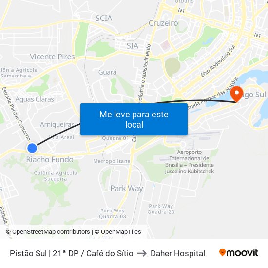 Pistão Sul | Csg 13 (21ª Dp) to Daher Hospital map