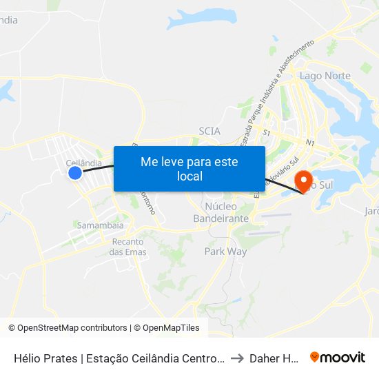 Hélio Prates | Estação Ceilândia Centro / Fort Atacadista to Daher Hospital map
