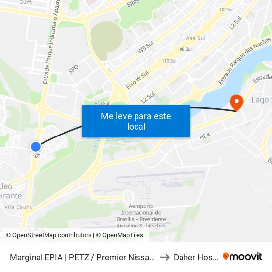 Marginal EPIA Sul | Petz / Premier Nissan & Renault to Daher Hospital map