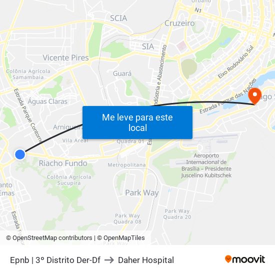 Epnb | 3º Distrito Der-Df to Daher Hospital map
