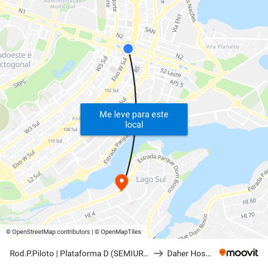 Rod.P.Piloto | Plataforma D (Entorno) to Daher Hospital map